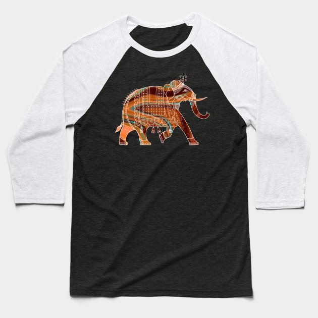 Colorful Elephant With An Ornate Illustration Baseball T-Shirt by VintCam